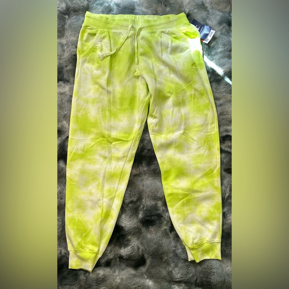 Champion Lime and White Tie-Dye Joggers